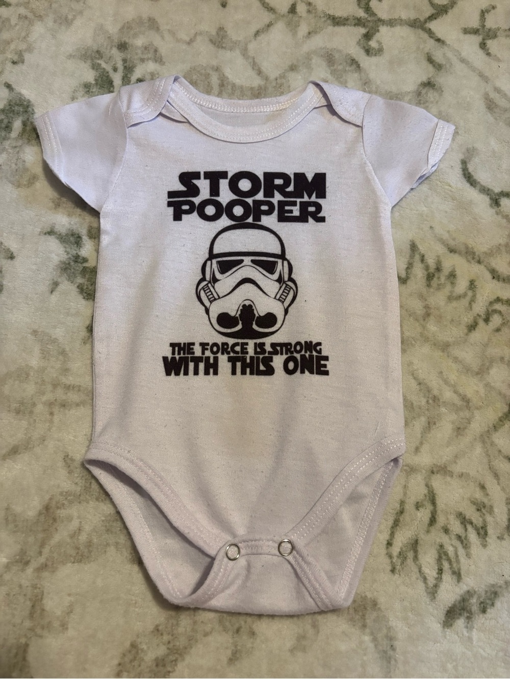 White "Storm Pooper" Graphic Baby One-Piece Bodysuit